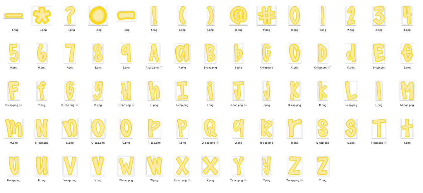 Neon AUTUMN Doodle Alpha Bundle - Set of 6 Alphabets