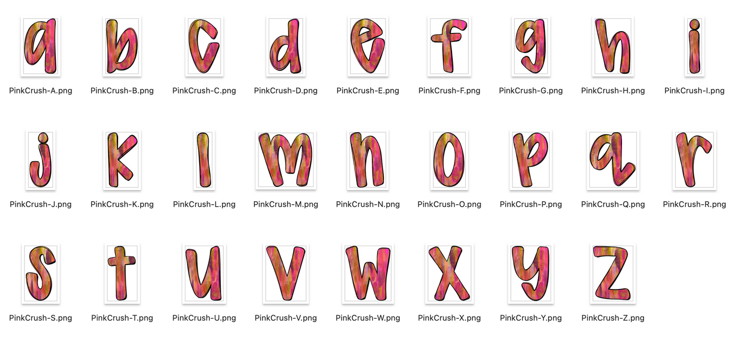 Pink Crush Doodle Alpha Set
