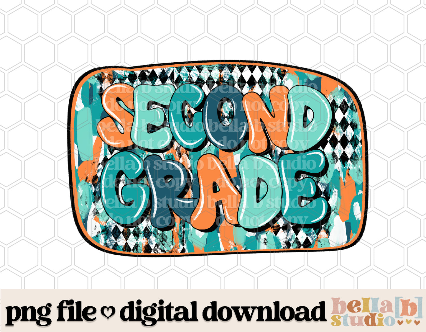 Diamond Strokes Second Grade Teal PNG Design