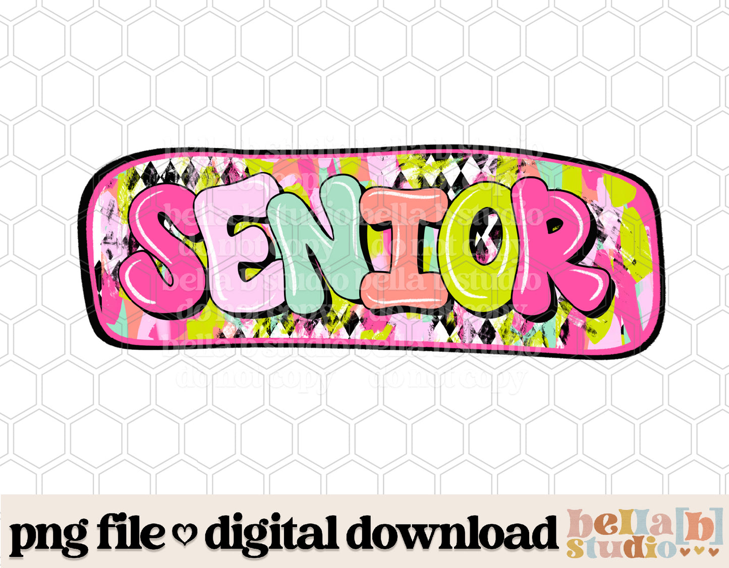 Diamond Strokes SENIOR Pink PNG Design