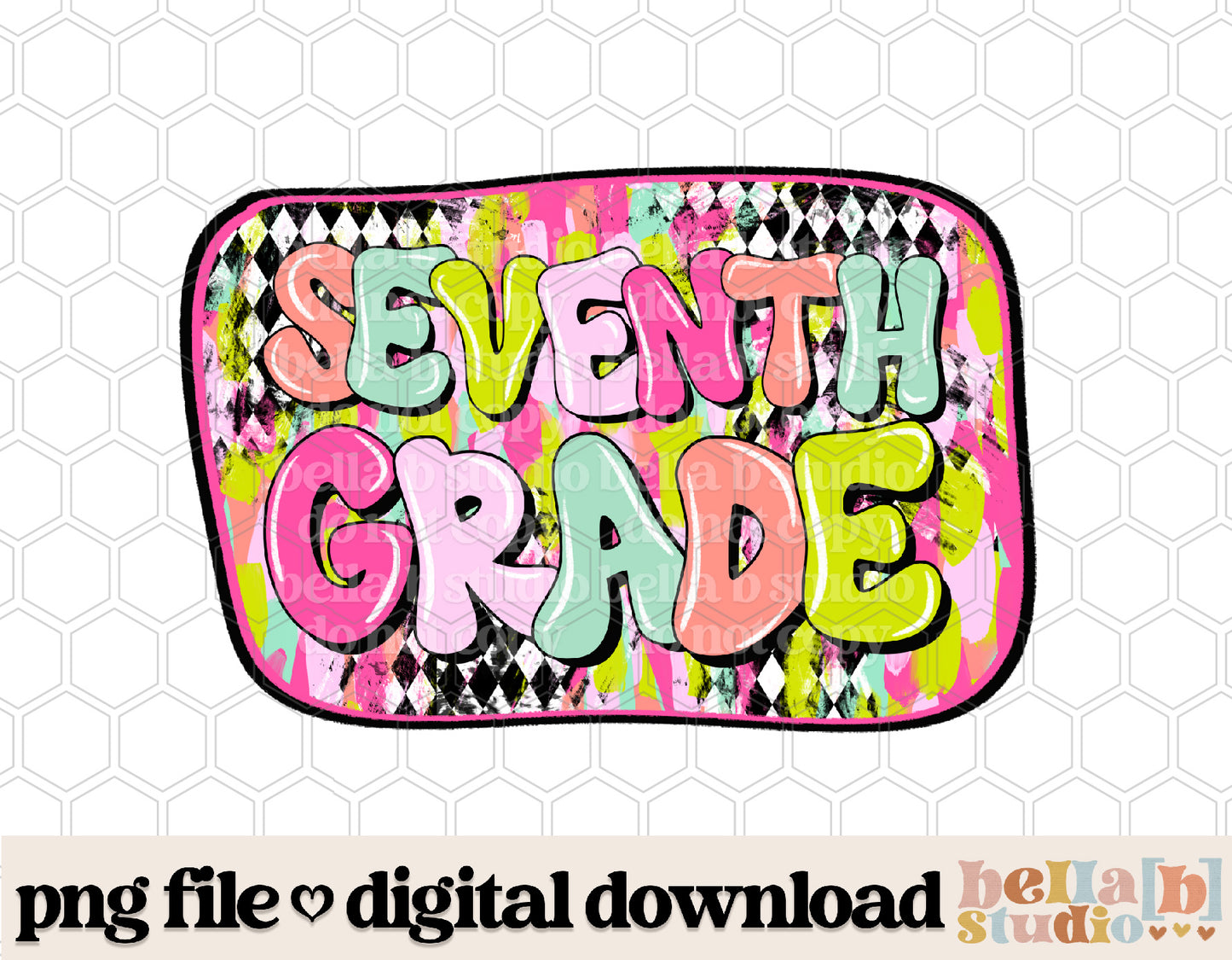 Diamond Strokes Seventh Grade Pink PNG Design