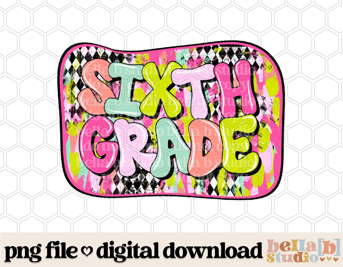 Diamond Strokes Sixth Grade Pink PNG Design