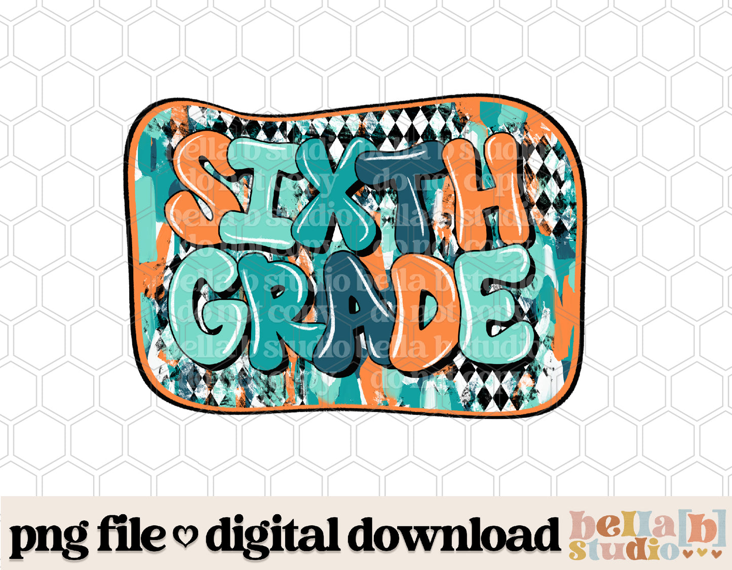 Diamond Strokes Sixth Grade Teal PNG Design