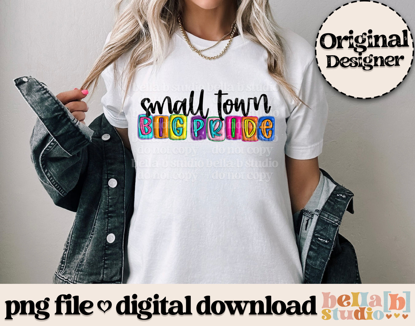 Small Town Big Pride 3D Inflated PNG Design