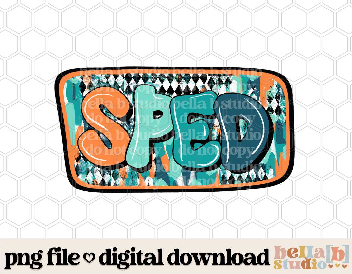 Diamond Strokes SPED Teal PNG Design