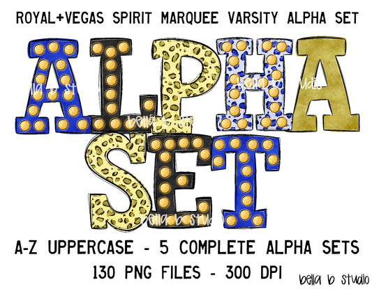 Royal and Vegas Spirit Marquee Varsity Alpha Bundle - Set of 5 Alphabets