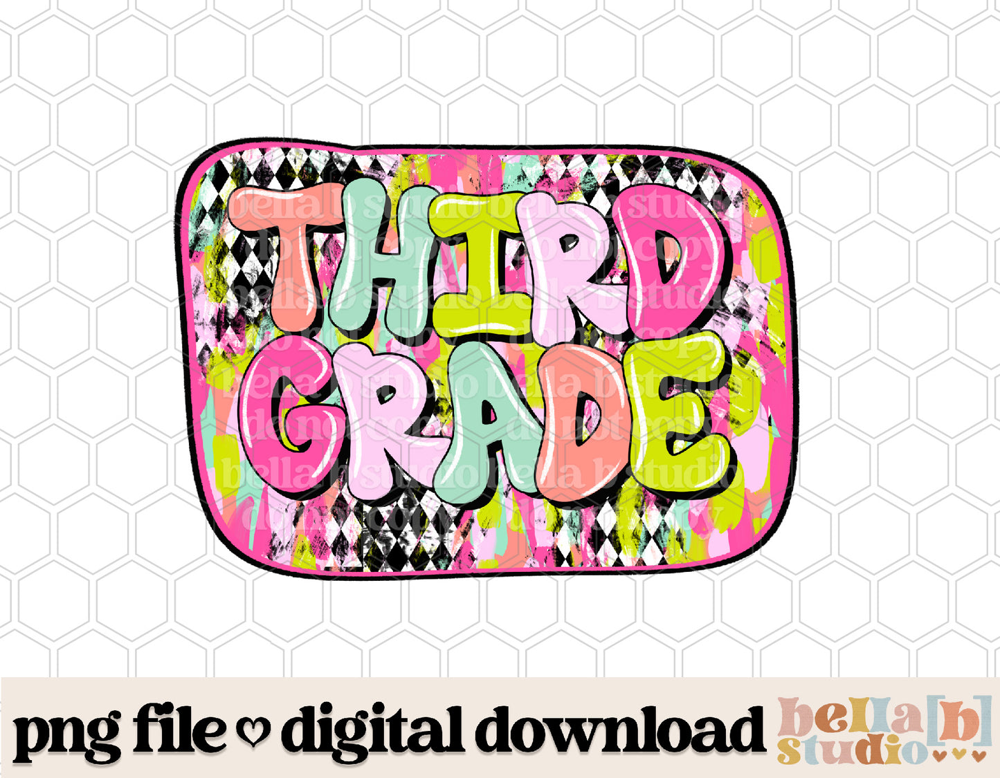 Diamond Strokes Third Grade Pink PNG Design