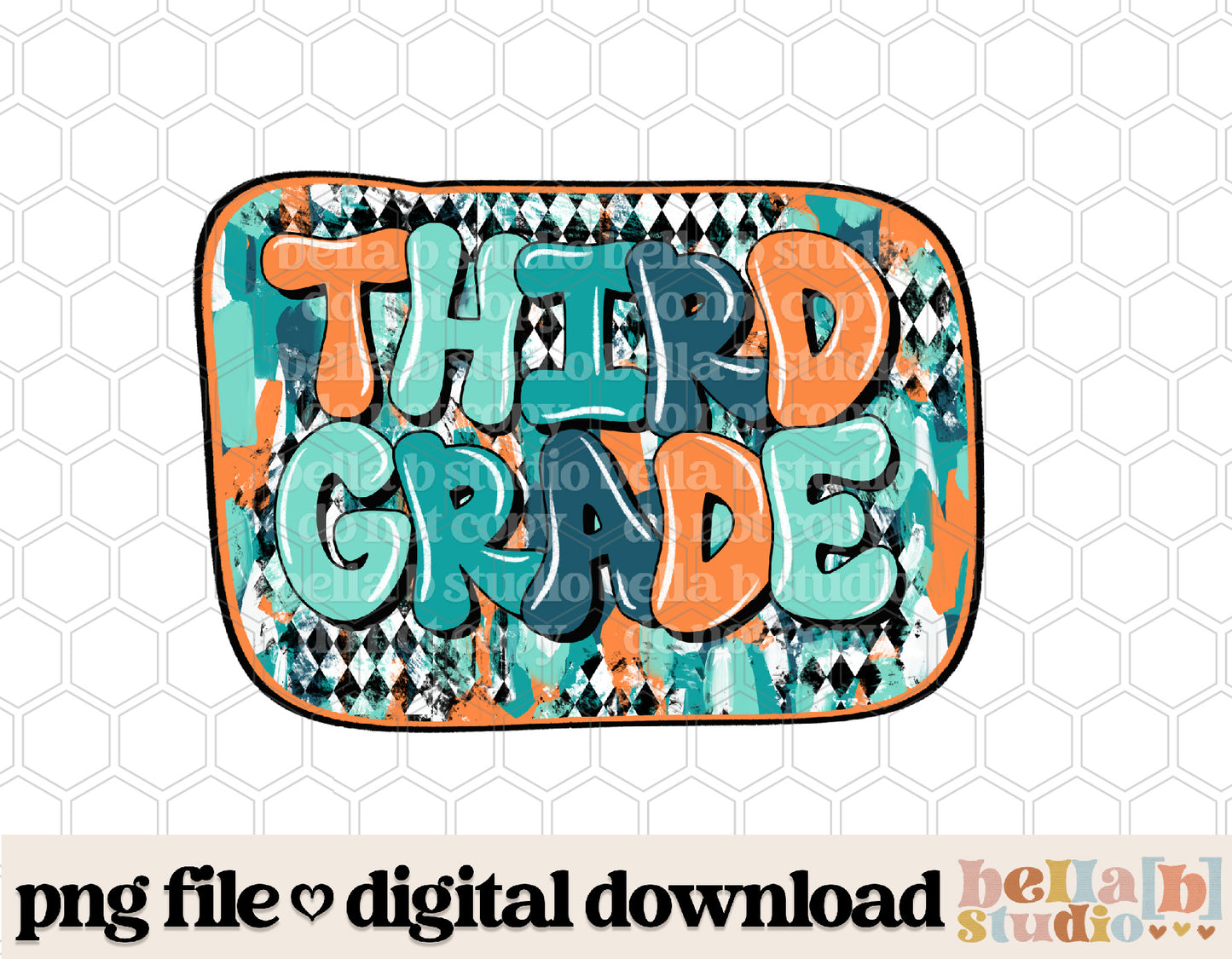 Diamond Strokes Third Grade Teal PNG Design