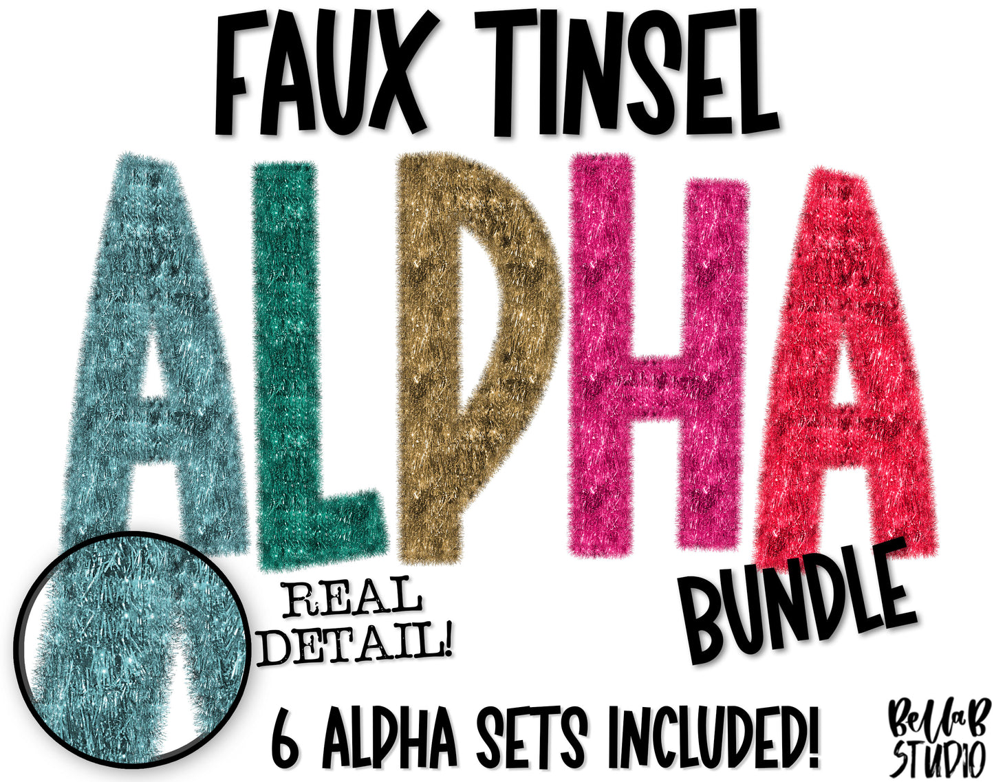 Faux Tinsel Alphabet Bundle of All 6
