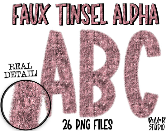 Faux Tinsel Alphabet Set - Light Pink