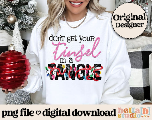 Don't Get Your Tinsel In a Tangle PNG Design - Pink/Red