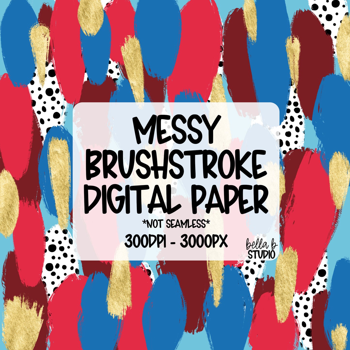 Patriotic Messy Brush Stroke Digital Paper PNG