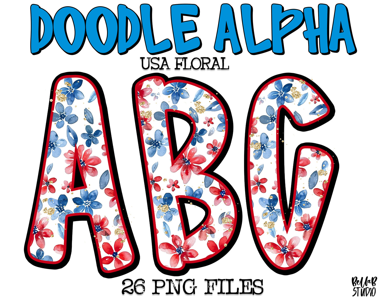 USA Doodle Alpha Floral