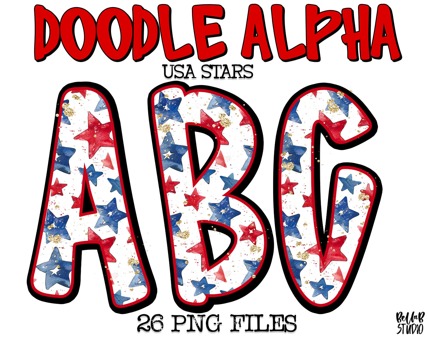 USA Doodle Alpha Stars