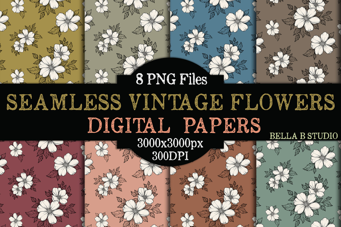 Vintage Floral Seamless Digital Papers