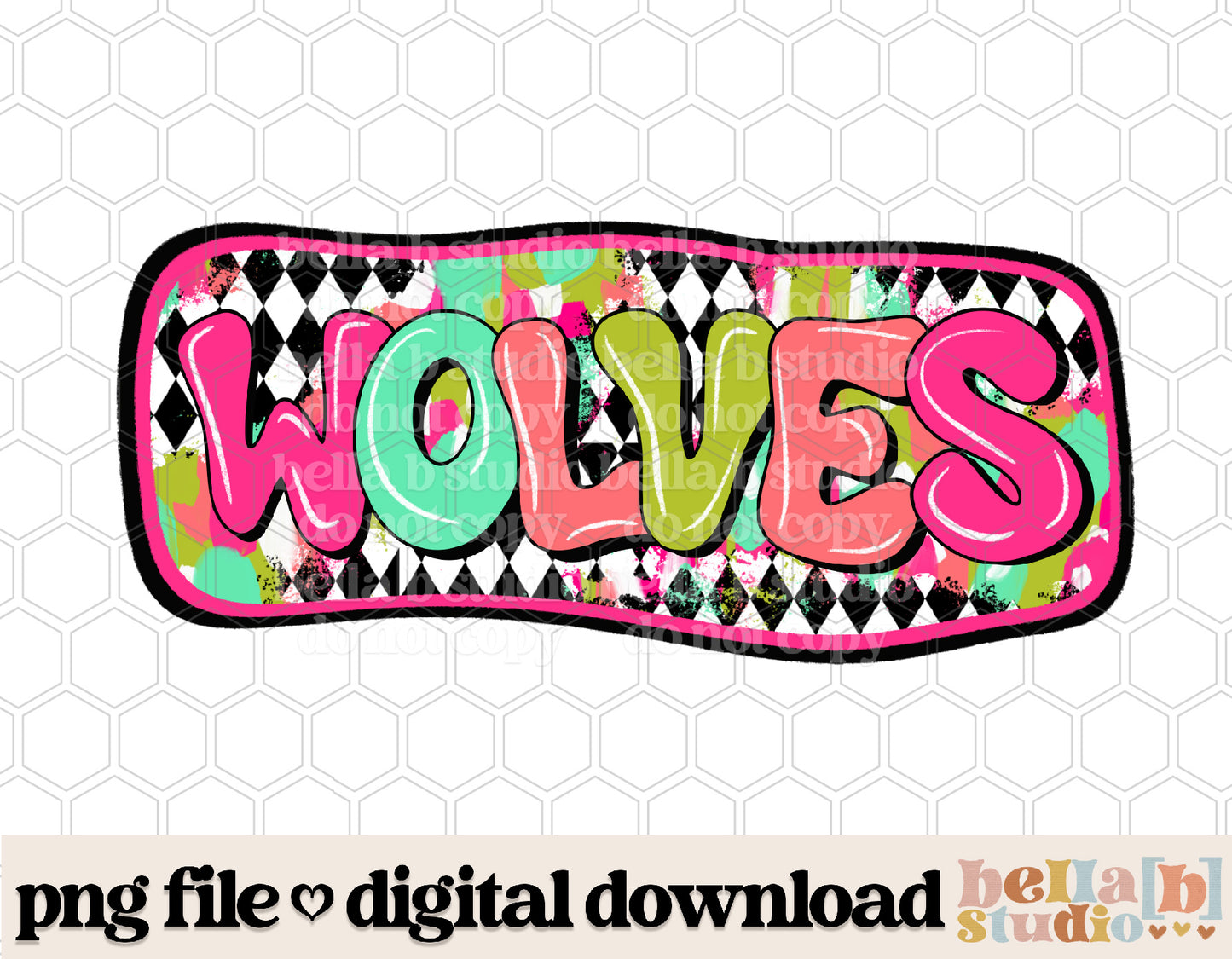 Wolves - Diamond Brushstrokes Mascot PNG