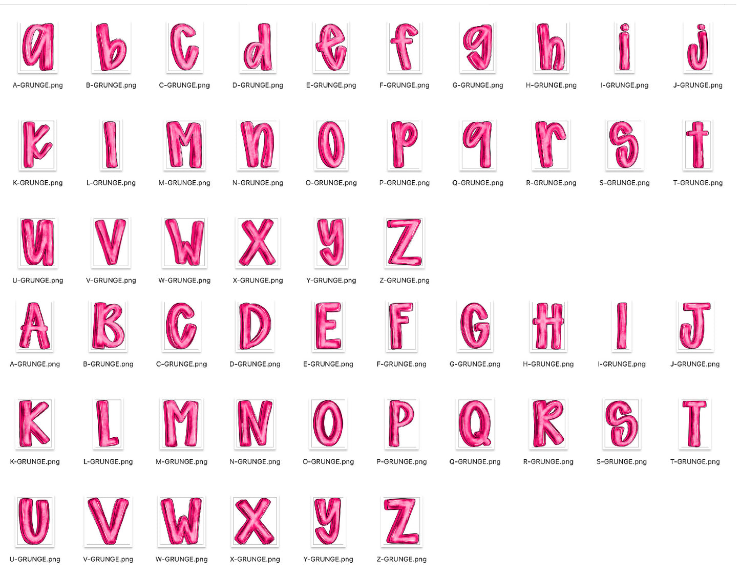 Cheery Doodle Grunge Alpha Bundle - Set of 5 Alphabets