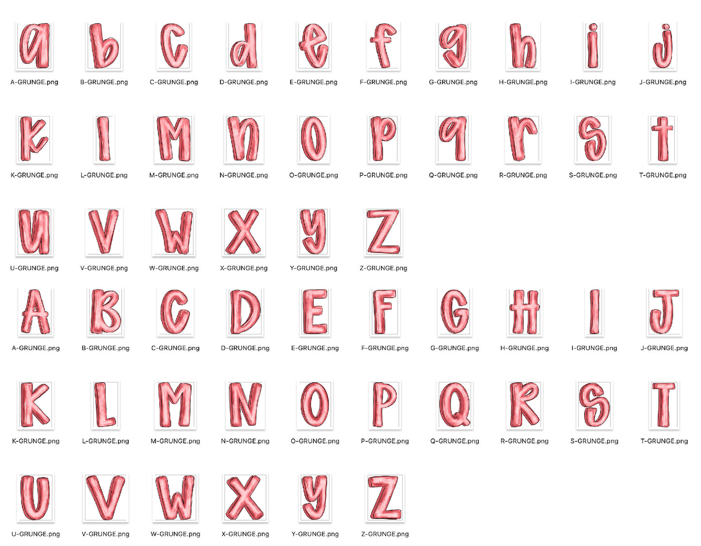 Cheery Doodle Grunge Alpha Bundle - Set of 5 Alphabets