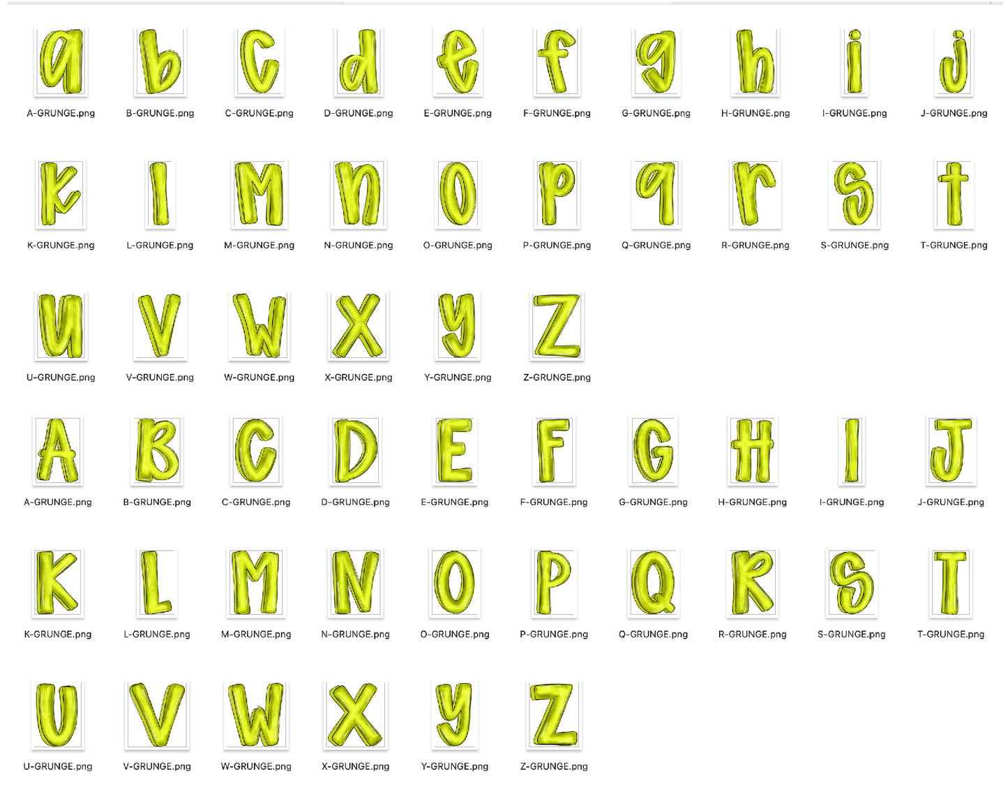 Cheery Doodle Grunge Alpha Bundle - Set of 5 Alphabets