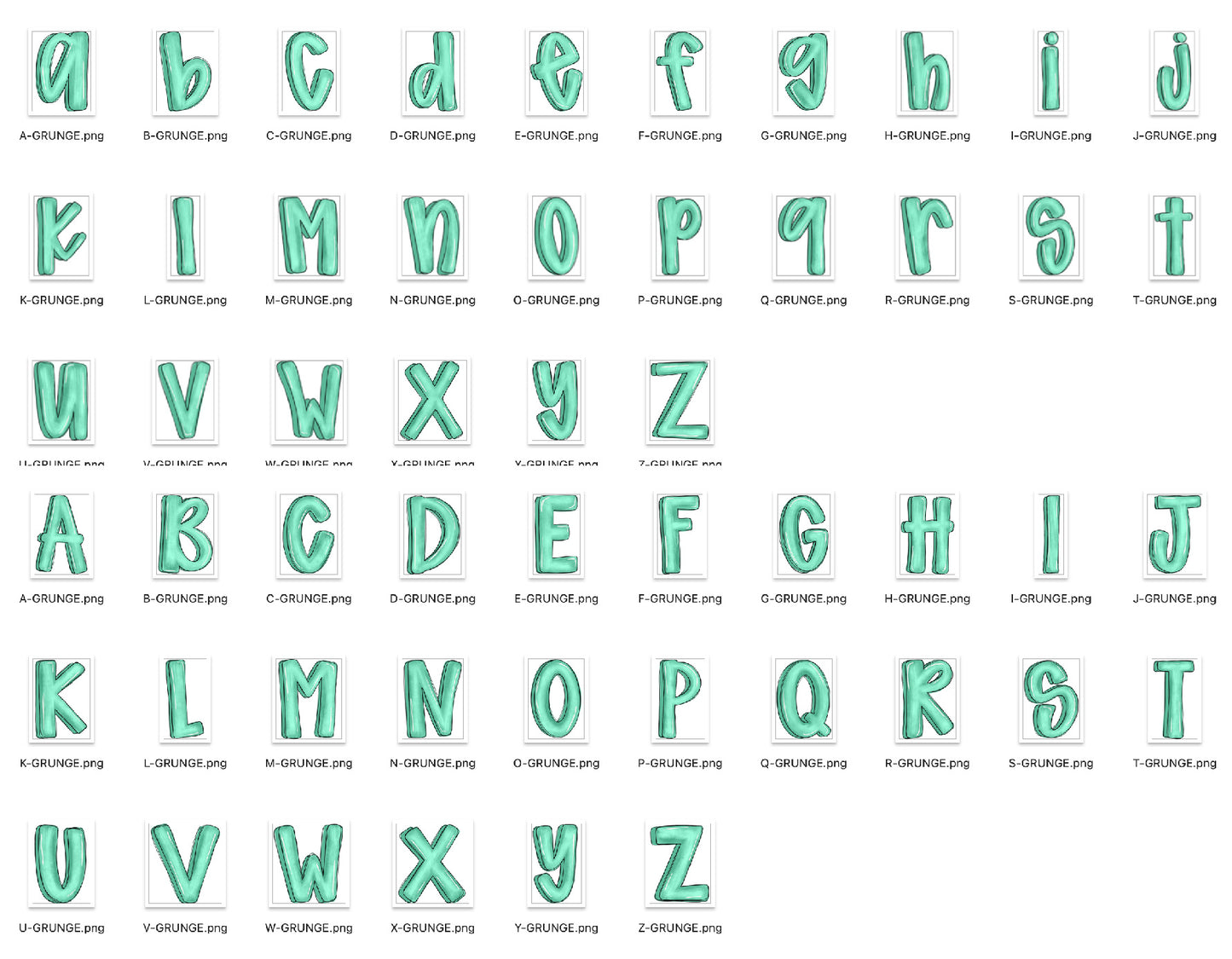 Cheery Doodle Grunge Alpha Bundle - Set of 5 Alphabets