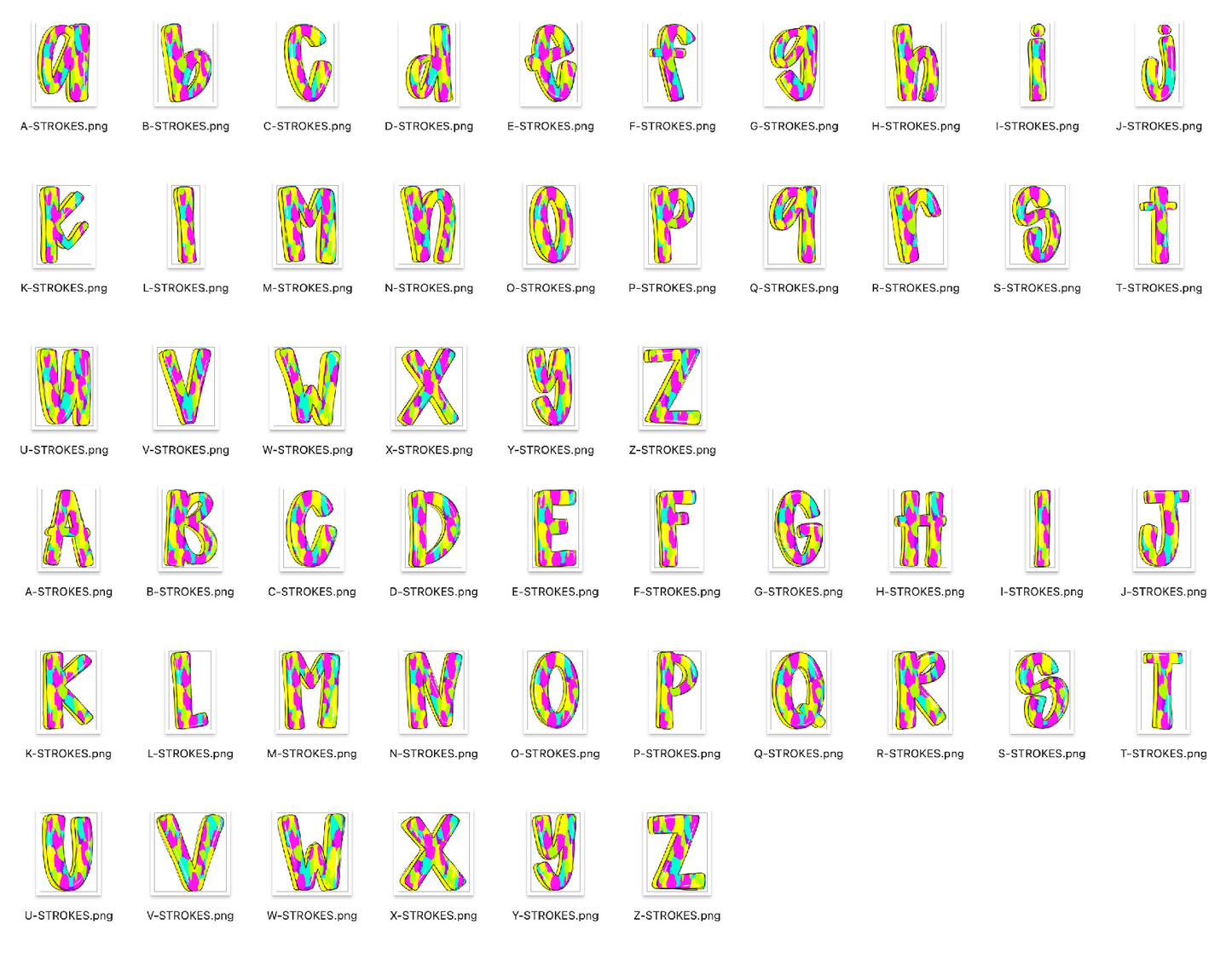 Neon Doodle Alpha Bundle - Set of 5 Alphabets