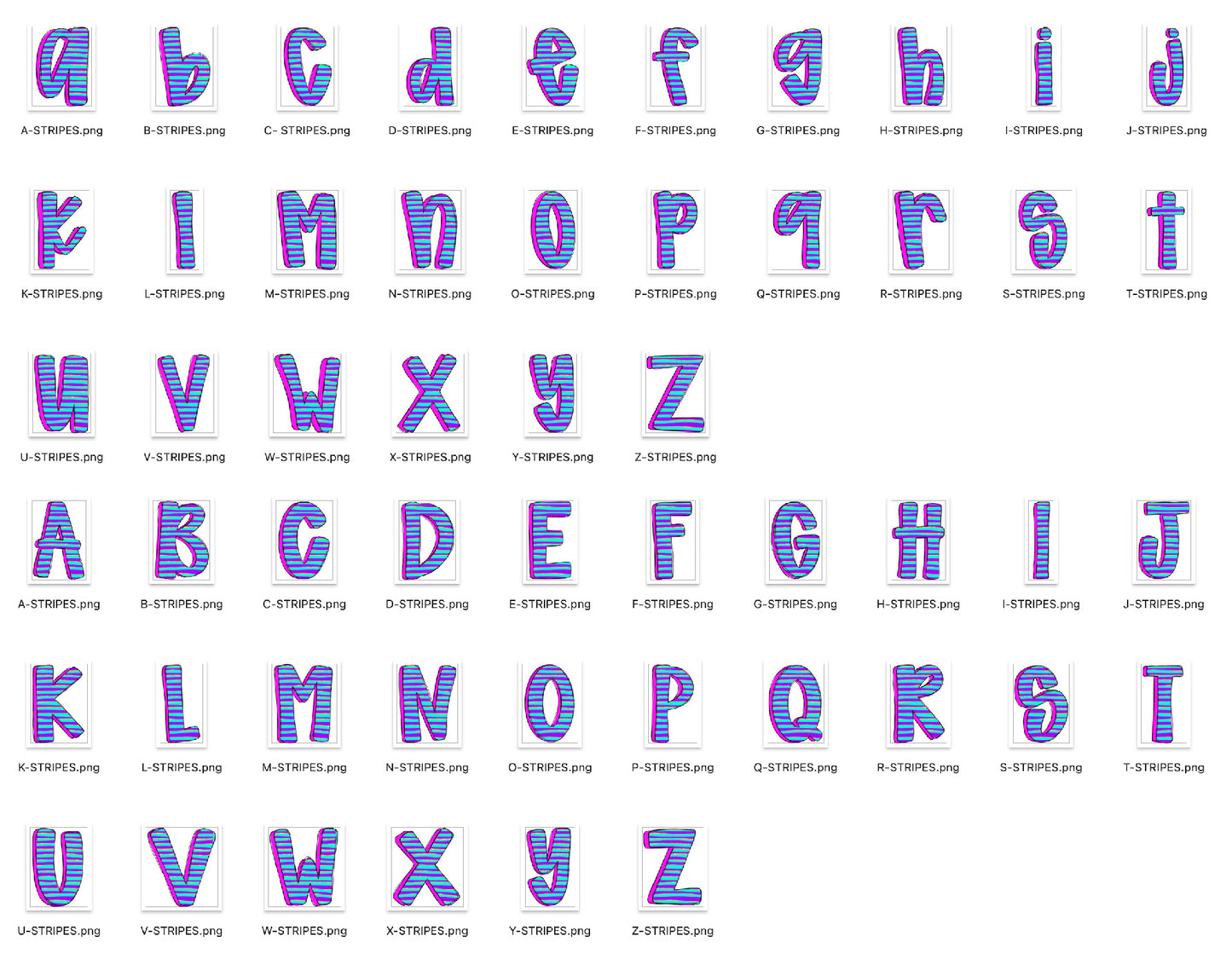 Neon Doodle Alpha Bundle - Set of 5 Alphabets