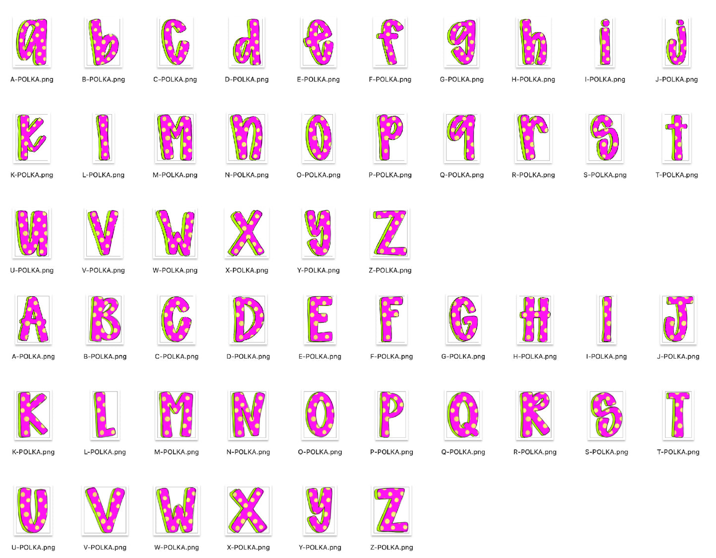 Neon Doodle Alpha Bundle - Set of 5 Alphabets