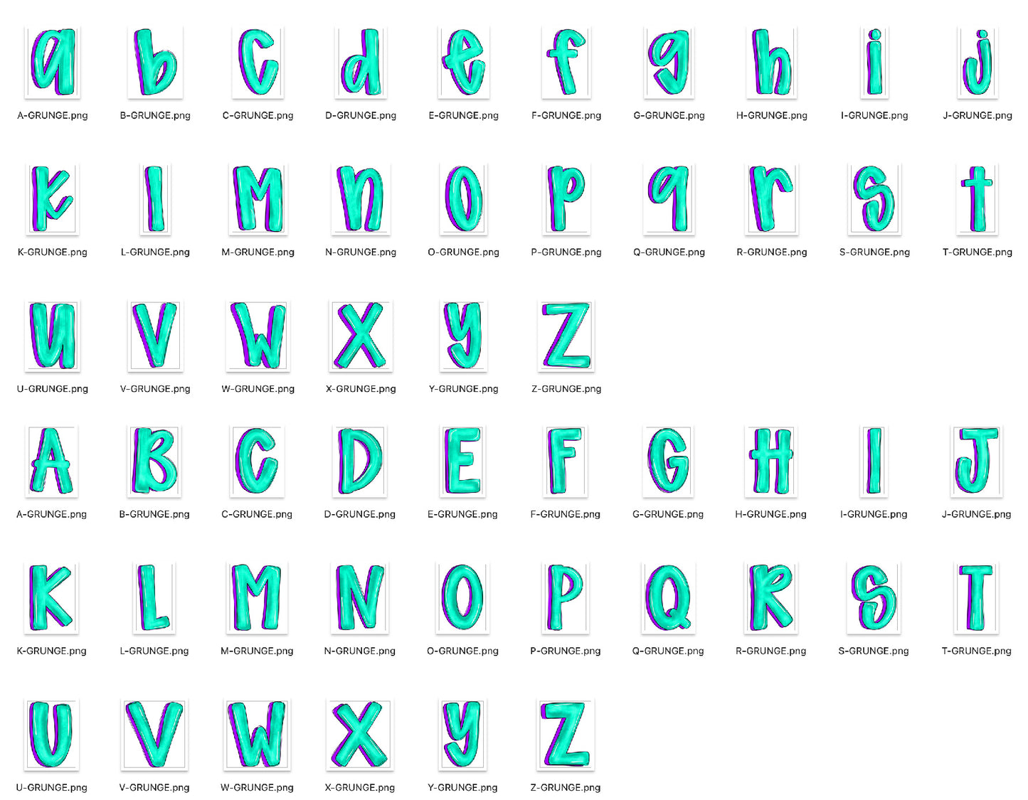 Neon Doodle Alpha Bundle - Set of 5 Alphabets