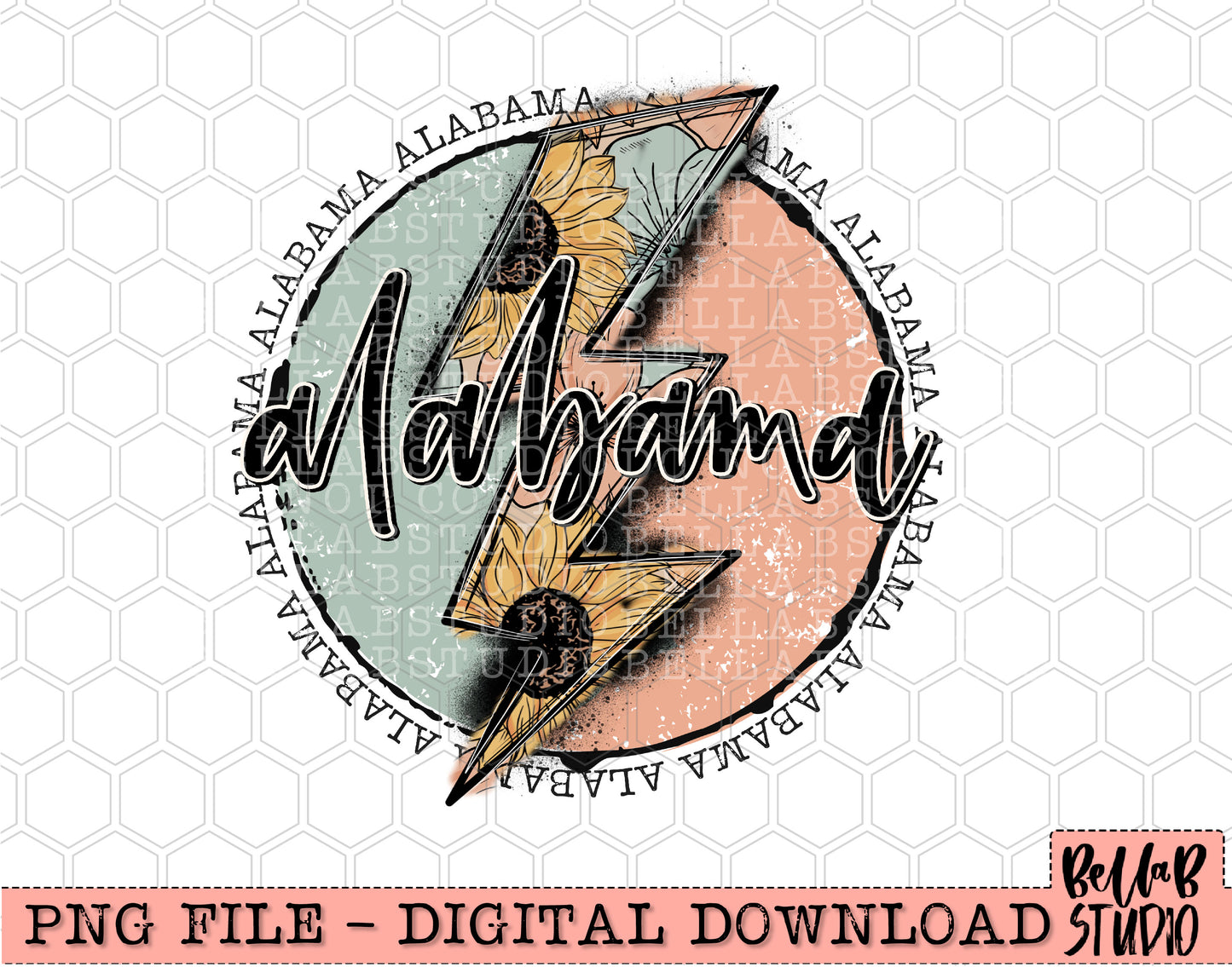 ALABAMA Sunflower Bolt PNG Design