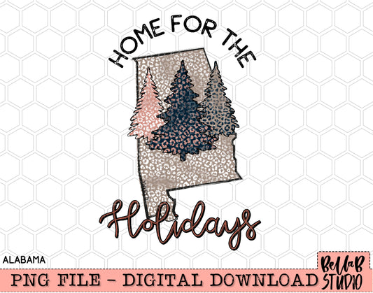 Home For The Holidays -Christmas Alabama PNG Design