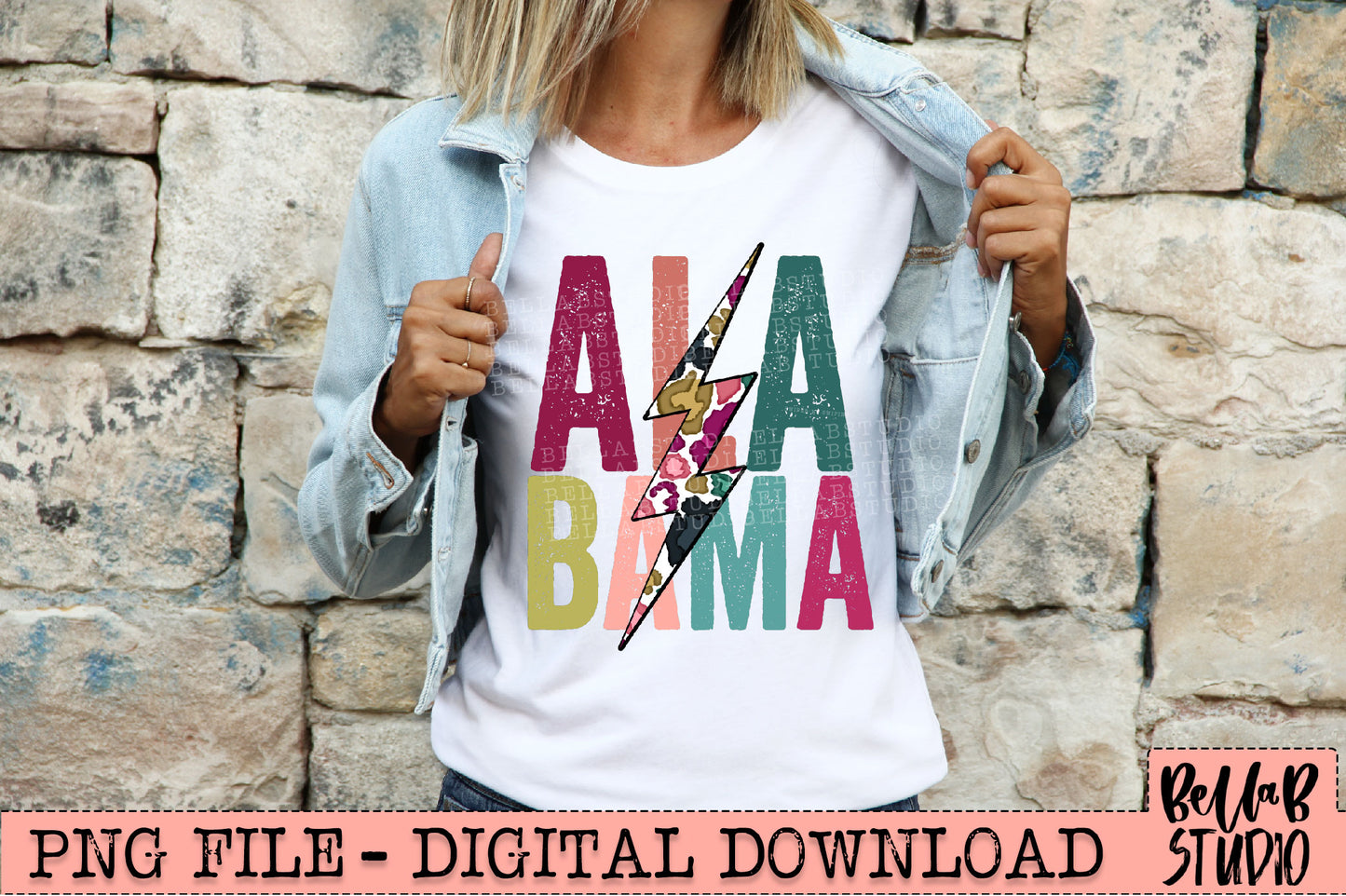 ALABAMA Bright Leopard Bolt Sublimation Design