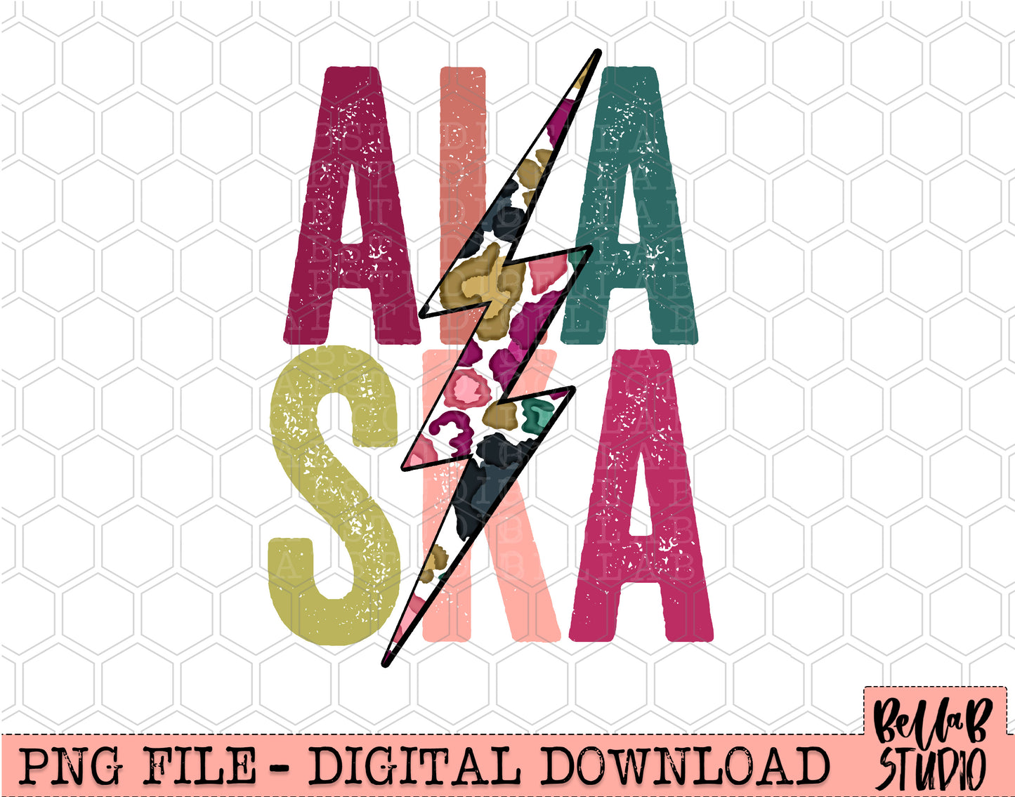 ALASKA Bright Leopard Bolt Sublimation Design