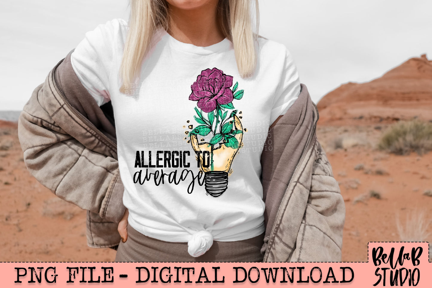 Allergic To Average Floral Lightbulb PNG Design