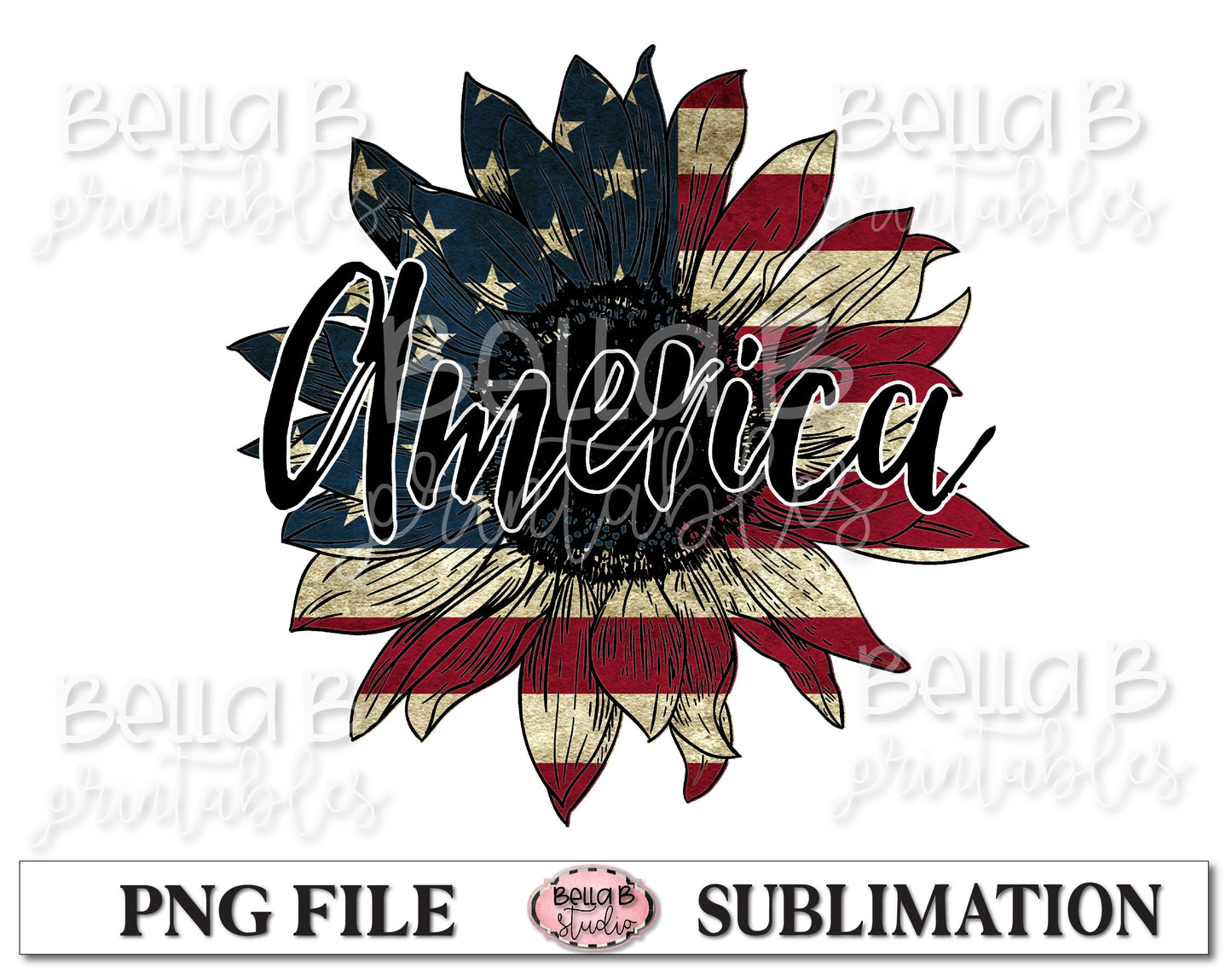 America Sunflower Sublimation Design