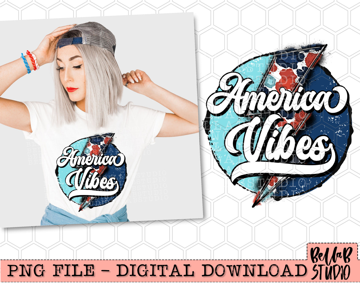 America Vibes Leopard Bolt Sublimation Design