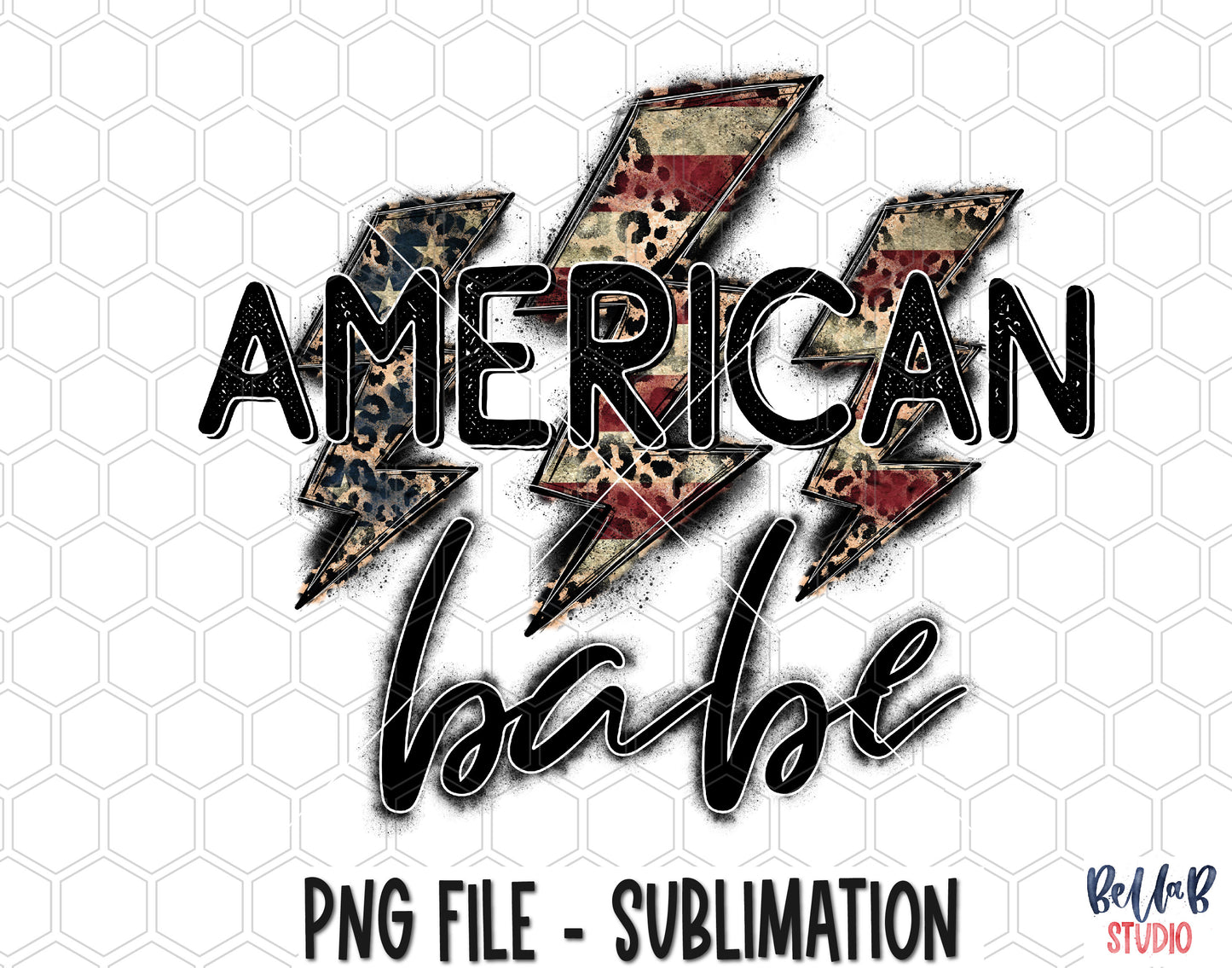 American Babe Lightning Bolts Sublimation Design