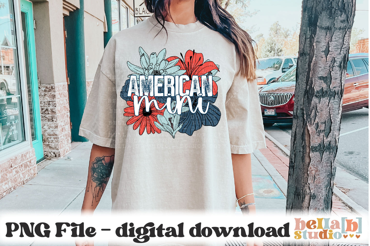 American Mini Neutral Floral PNG Design