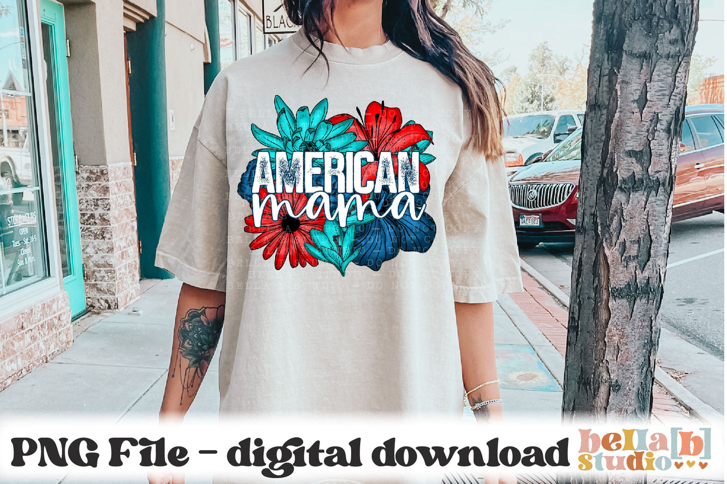 American Mama Bright Floral PNG Design