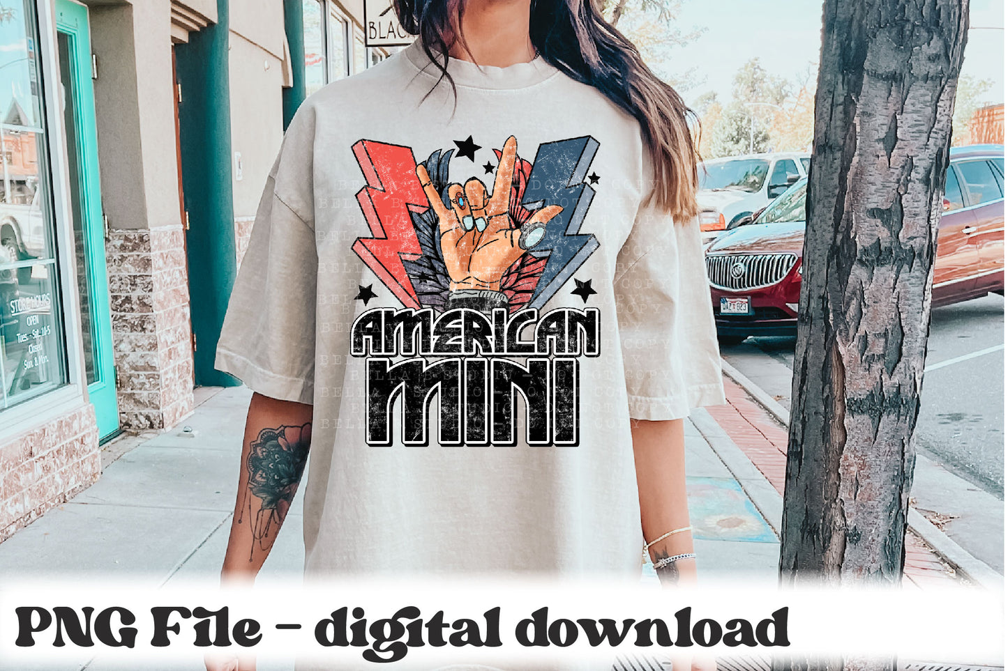 American Mini Retro Rock Bolt Wings PNG Design