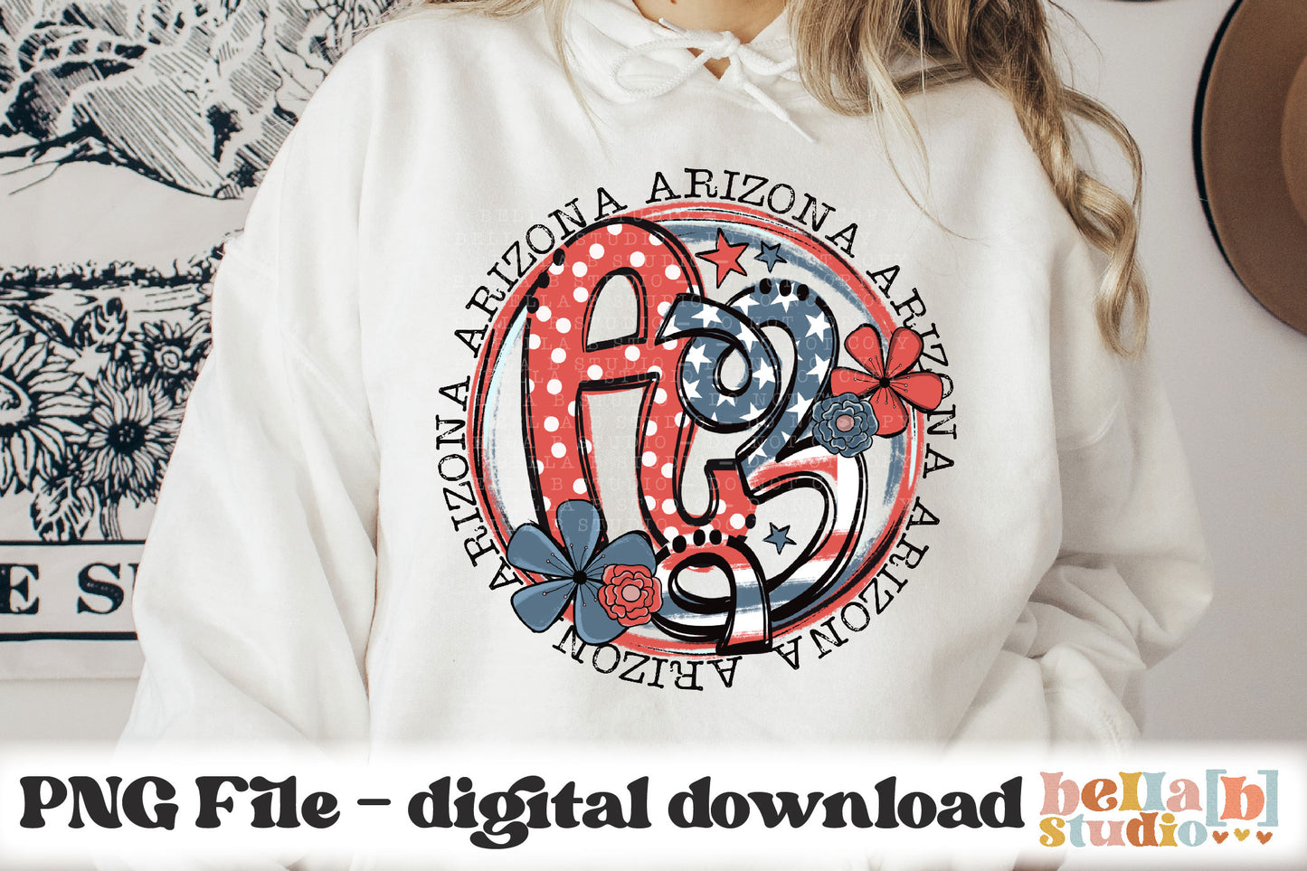 Arizona Retro Flowers PNG Design