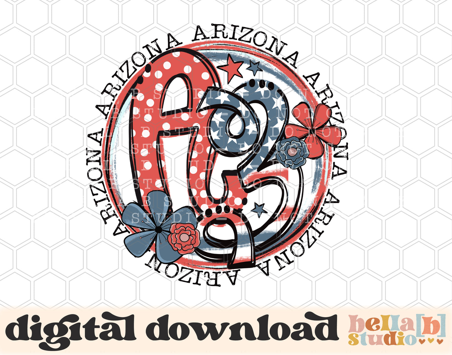 Arizona Retro Flowers PNG Design