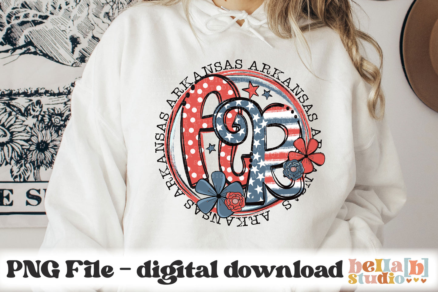 Arkansas Retro Flowers PNG Design