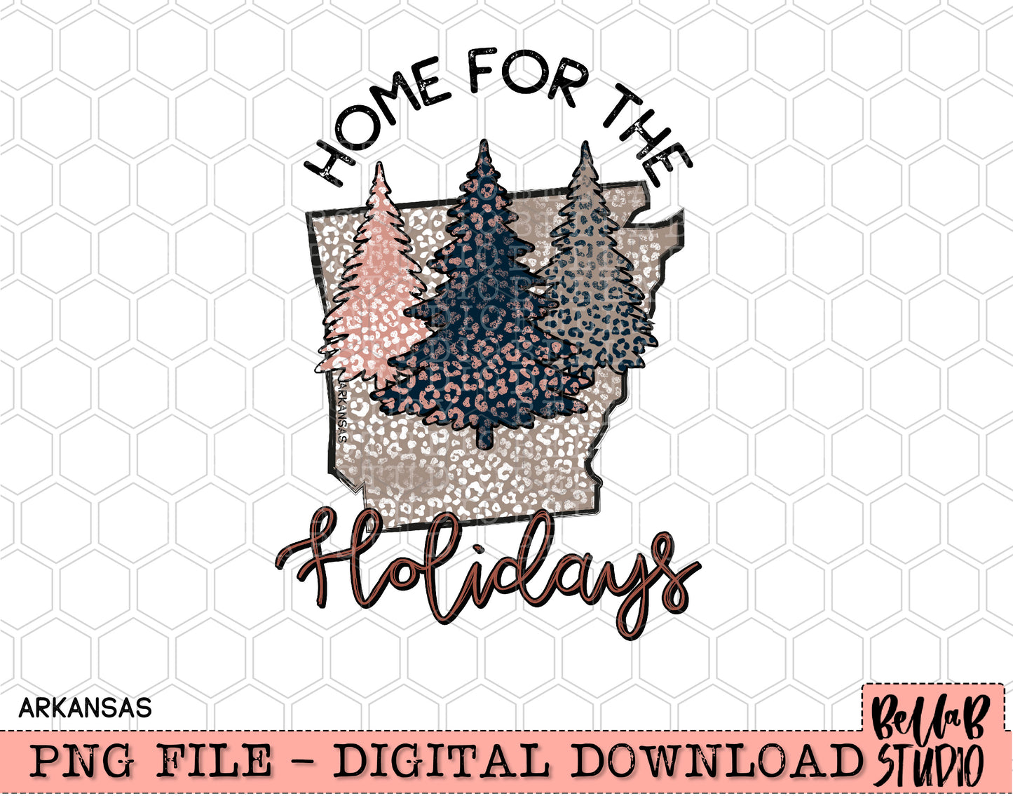 Home For The Holidays -Christmas Arkansas PNG Design