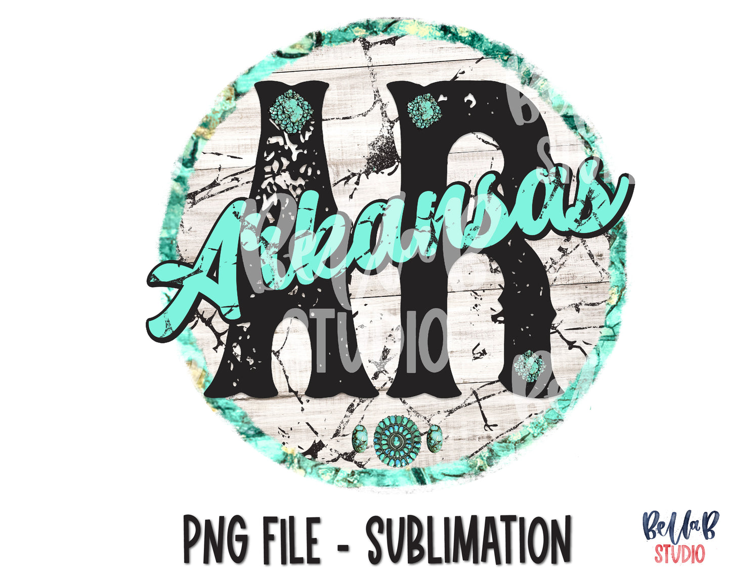 Arkansas Turquoise Sublimation Design