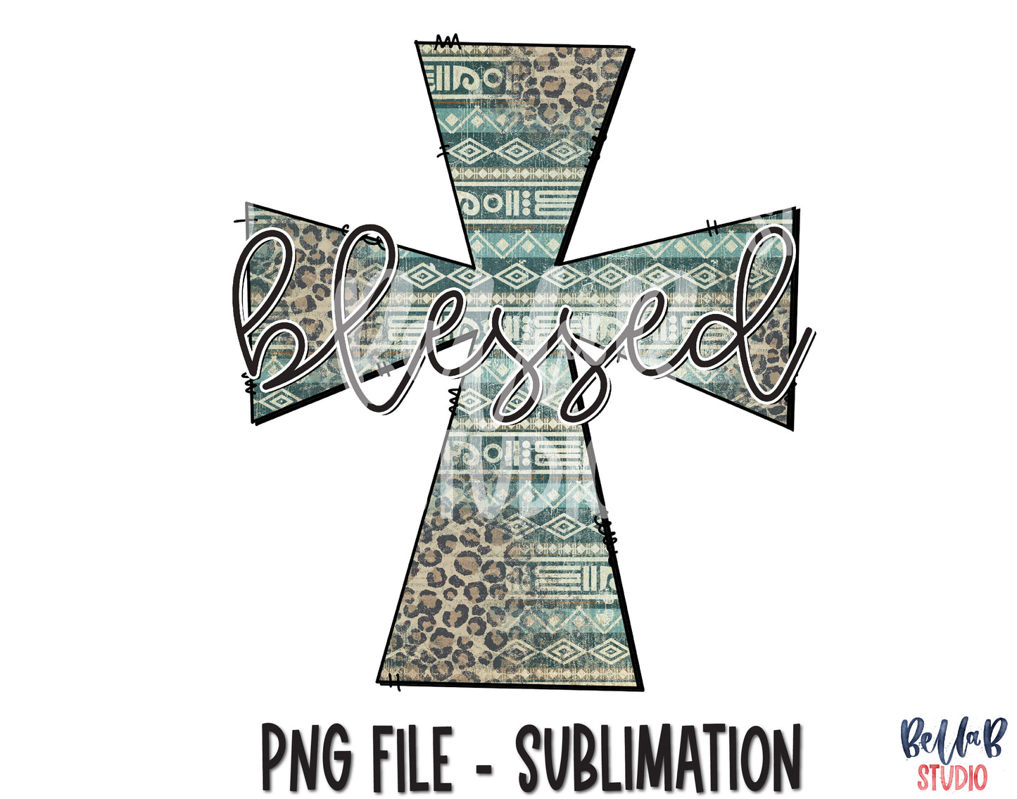 Blessed Tribal Aztec Cross Sublimation Design