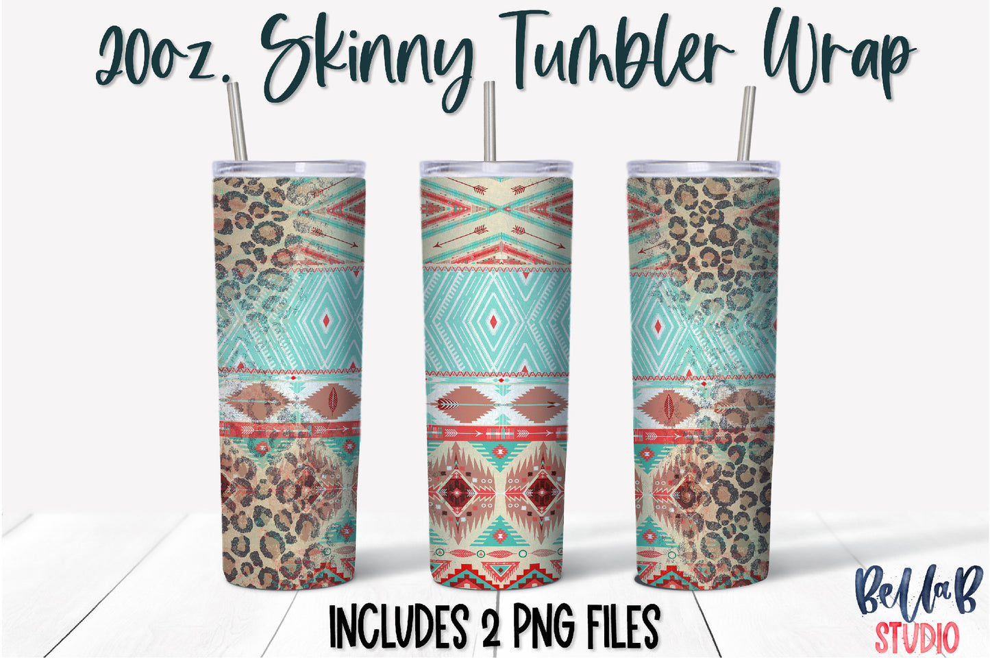Leopard Aztec 20 oz Skinny Tumbler Design