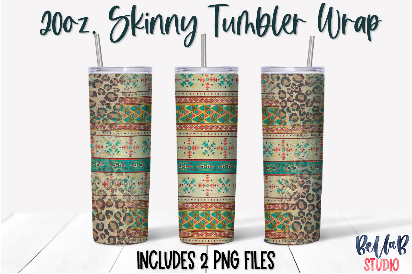 Leopard Aztec 20 oz Skinny Tumbler Design