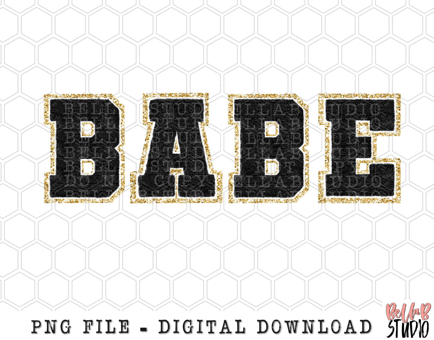 Black Chenille BABE PNG Sublimation Design