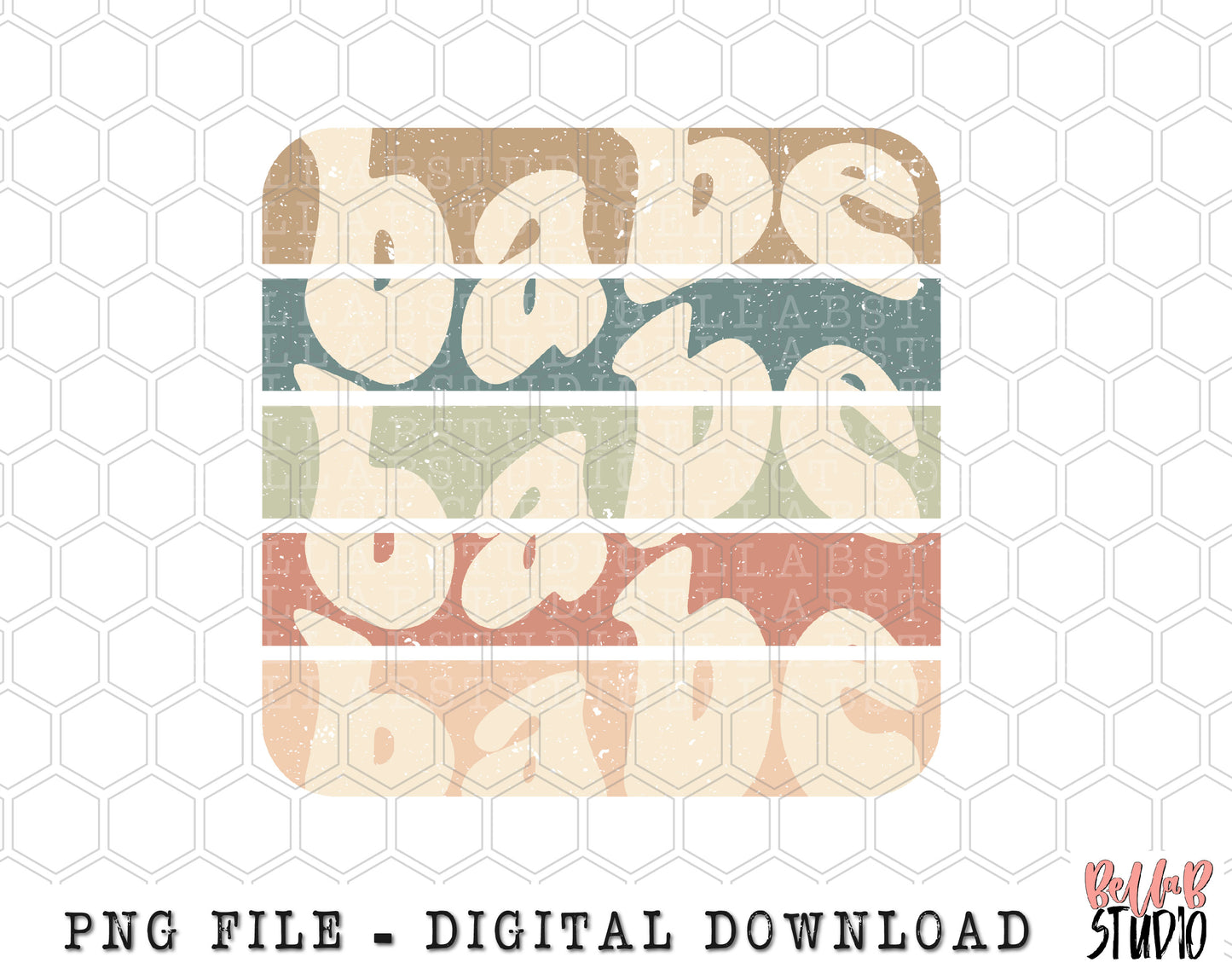 Babe Wavy Retro PNG Sublimation Design