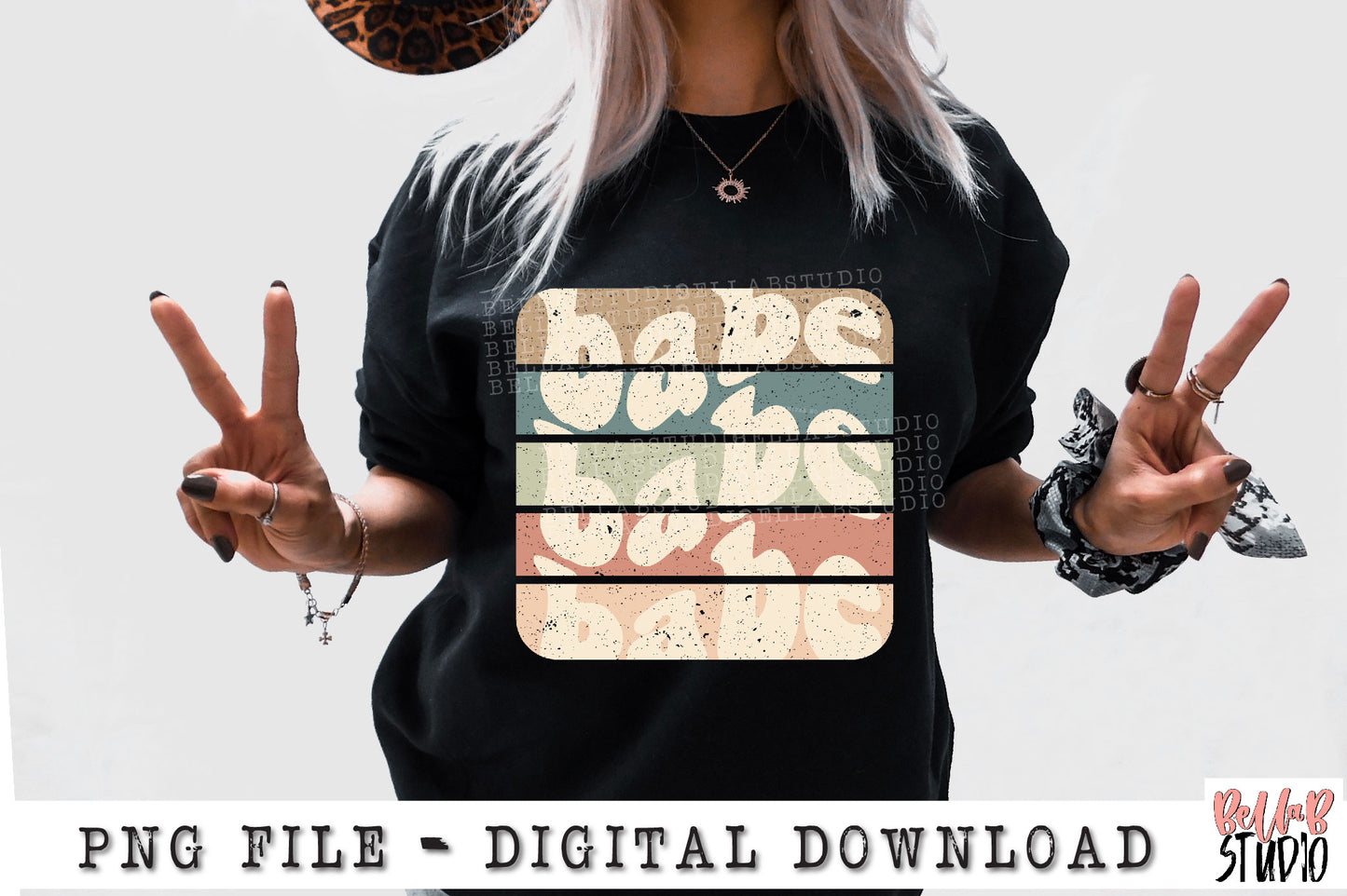 Babe Wavy Retro PNG Sublimation Design